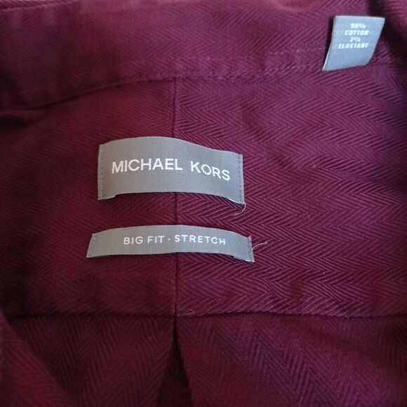 Michael Kors Big Fit Stretch shirt XXL 18 1/2 34/35 Crimson - Picture 2 of 6